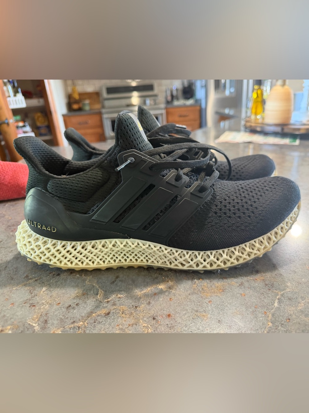 Adidas Black Knit Sneakers with Cream 3D Lattice Midsole